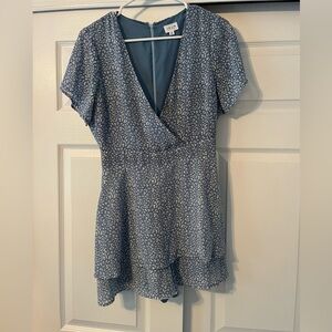 Le Lis Blue and White Patterned Mini Dress